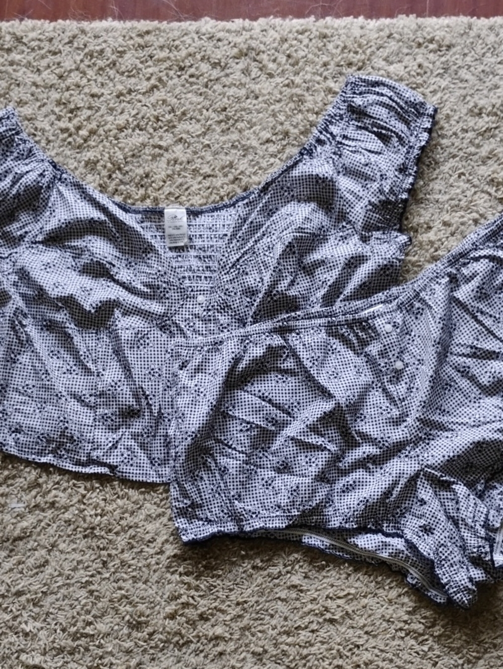 Frankie's Bikinis Black and White Polka Dot Crop Top